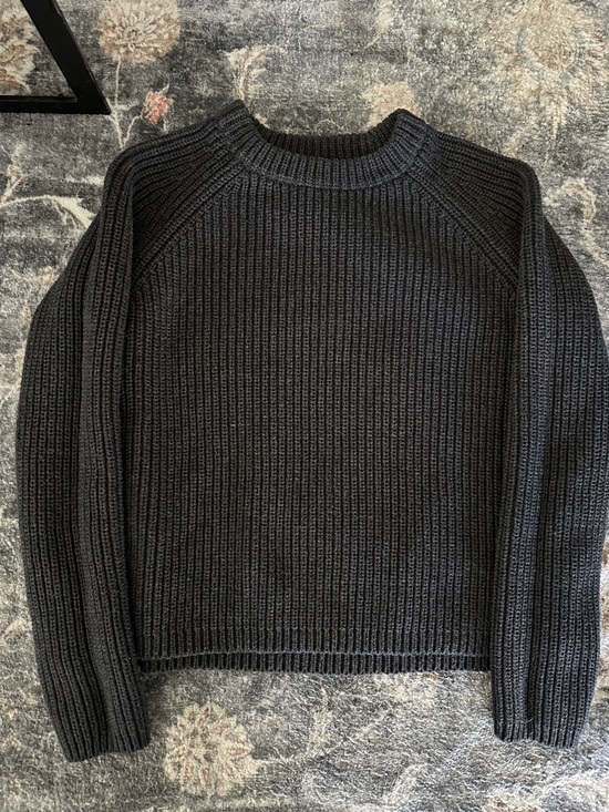 Quince Sweaters - Quince Charcoal Gray Ribbed Crewneck Sweater